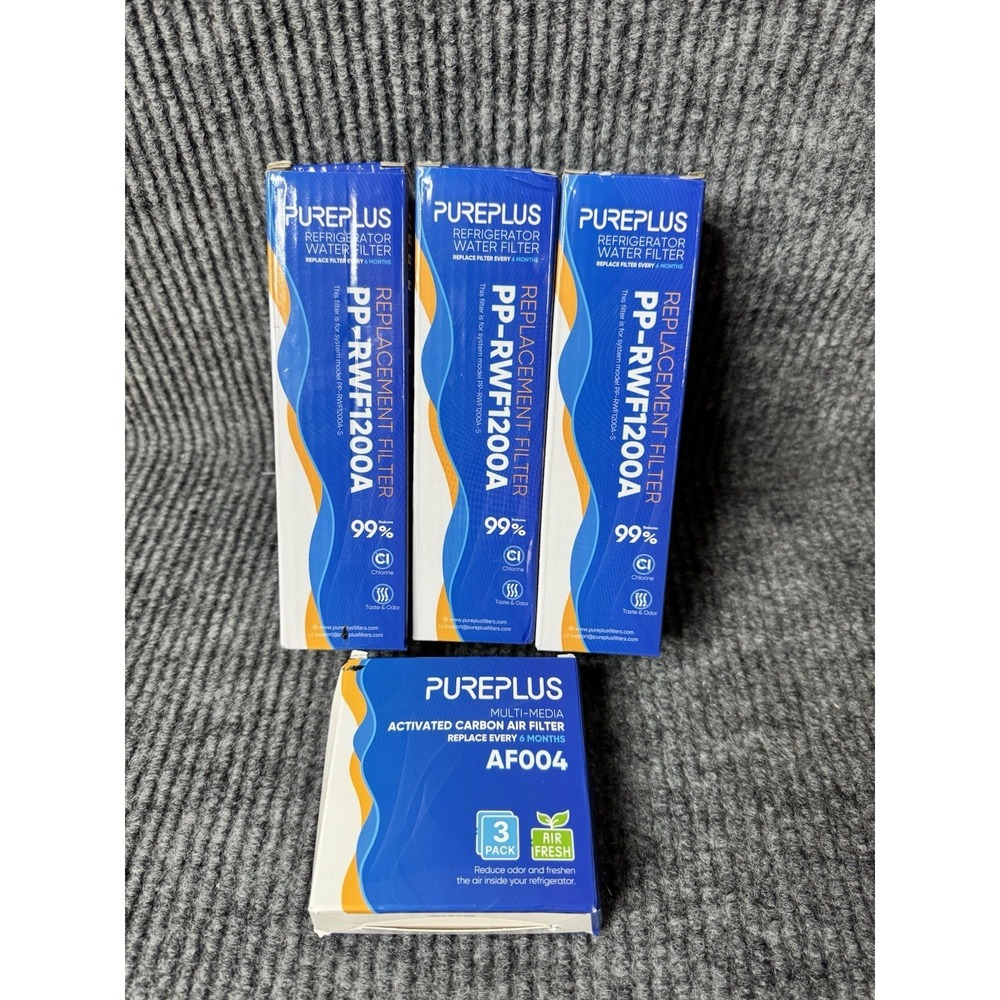 3 Pureplus PP-RWF1200A Replacement Refrigerator Filters + 3 Pack Of AF004 Air